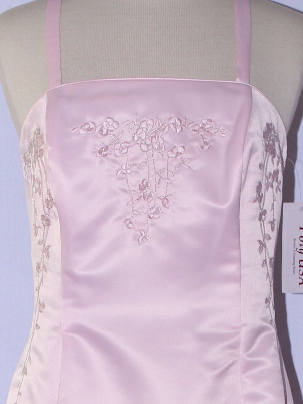 Poly USA #2398 Long Satin Bridesmaid Dress With Embroidery-Size 2X-PINK-NWT - Picture 5 of 6